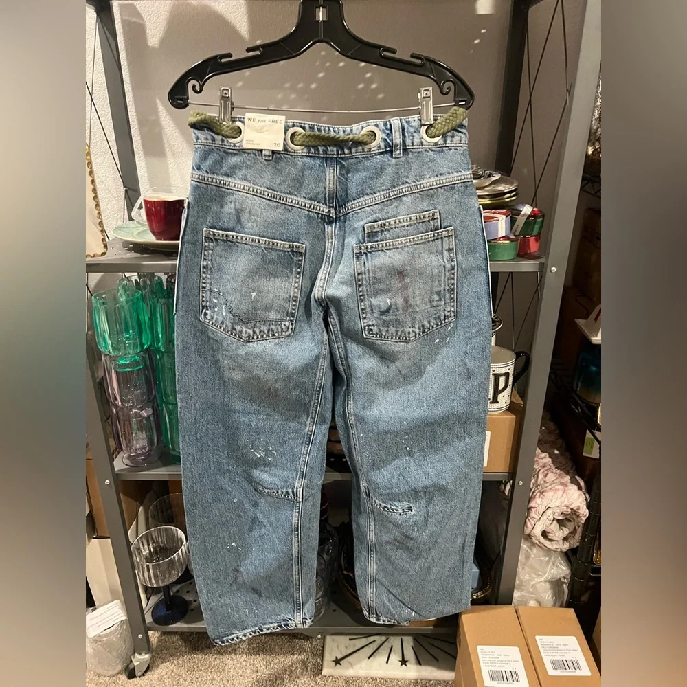 We The Free Moxie Pull-On Barrel Jeans, Patchwork, Sz 26 NWOT - Picture 8 of 8